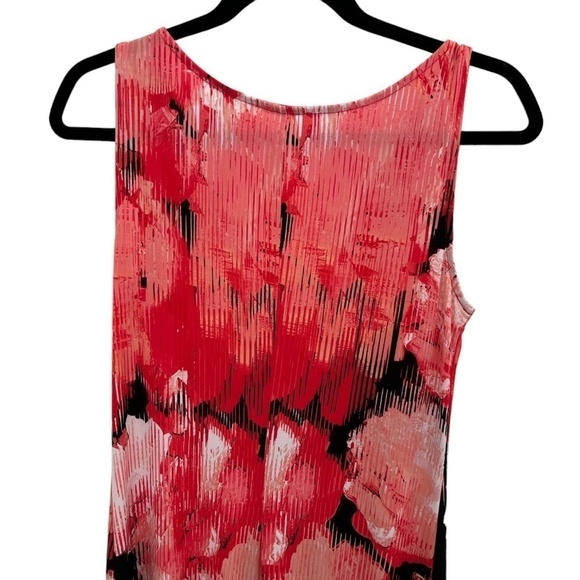 Tahari Red Pink Black Abstract Floral Long Maxi Dress Sleeveless Sz Small - Picture 4 of 4